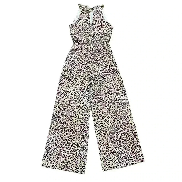 2/$12 Thalia Sodi Pantsuit XS Jumpsuit Pink Leopard Print Wide Leg Sleeveless - Picture 2 of 15